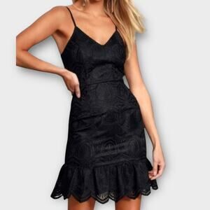 LULUS Black Shura Embroidered Sleeveless Dress Size S